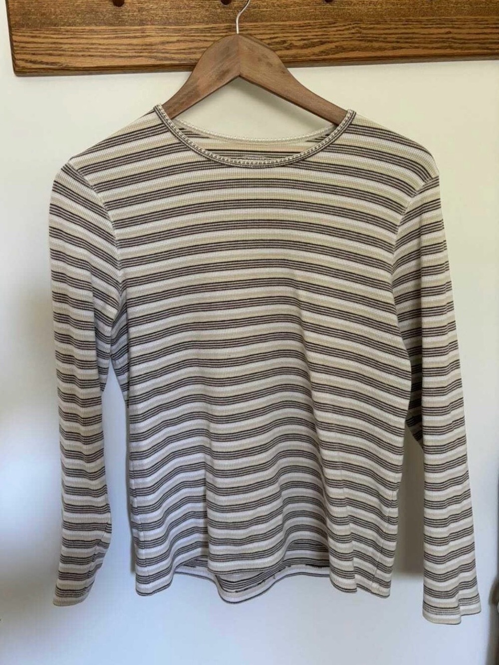 Northern Reflections Striped Long Sleeve Top in Cream and Brown